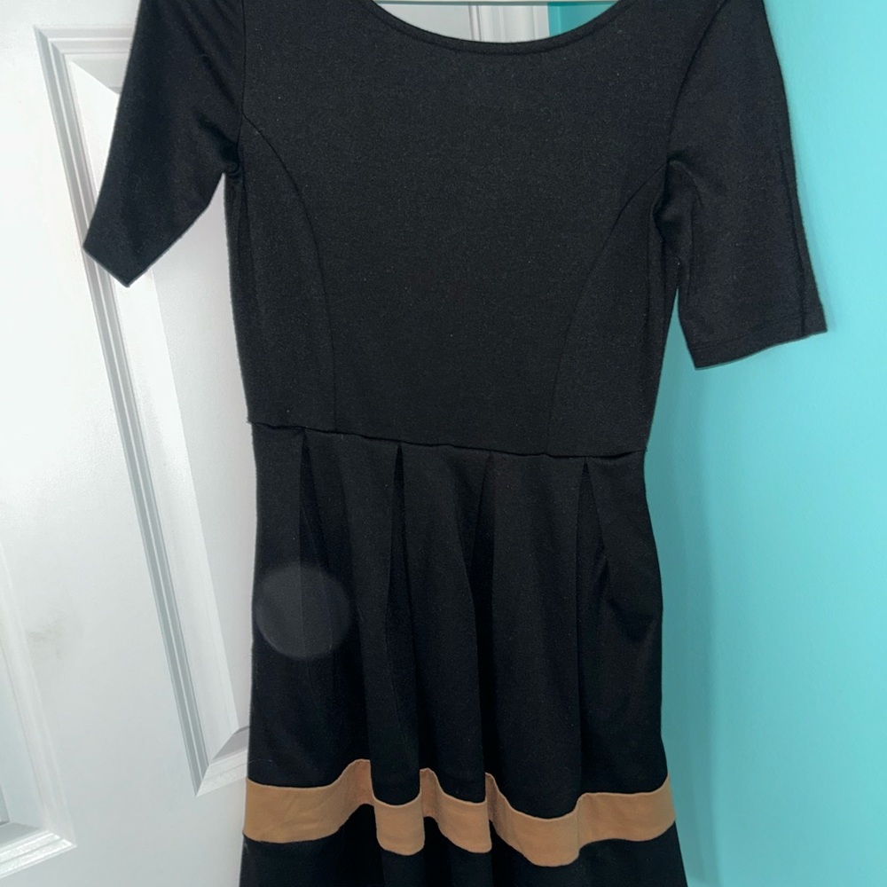 Forever 21 Black Dress with Tan Stripes